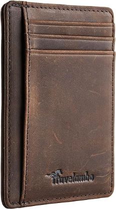 Picture of Travelambo Front Pocket Minimalist Leather Slim Wallet RFID Blocking Medium Size