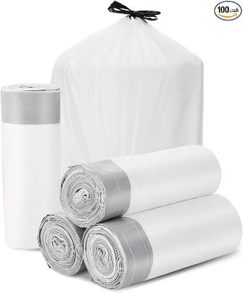 Picture of Trash Bags Drawstring Garbage Bags 8 Gallon Thickened Stretchy,Bathroom,Bedroom,Kitchen,Office and Living Room(100 Count)